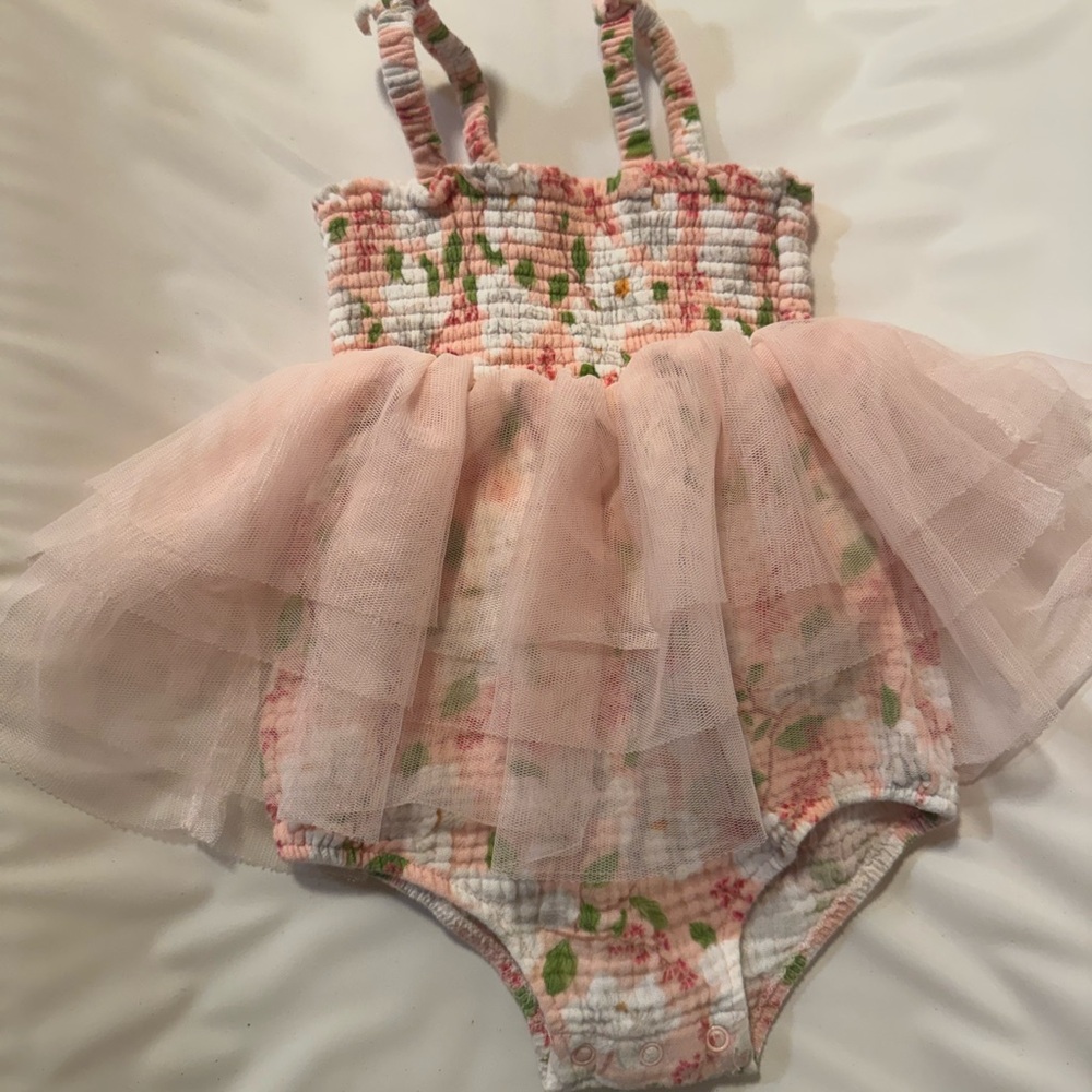 Angel Dear Peach Floral Baby Outfit